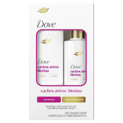 kit dove shampoo350ml+condicionador 175ml cachos biotina