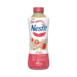 iogurte desnatado morango, aveia e baunilha zero lactose nestle nesfit garrafa 850g