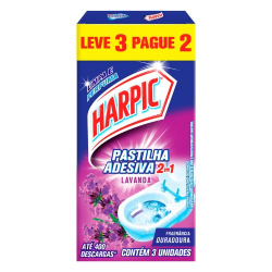 pastilha adesiva harpic 9g 2 em 1 promo. lavanda