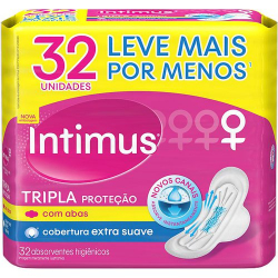 absorvente externo intimus tripla protecao suave c/abas - 32 unidades