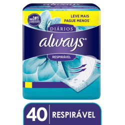 absorvente protetor diario always 40 unidades leve mais pague menos sem abas respiravel