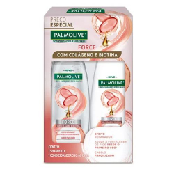 shampoo + condicionador palmolive nat 350ml sos force colageno