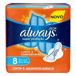 absorvente always basico cobertura seca com abas com 8 unidades