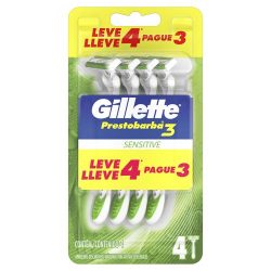 aparelho de barbear descartavel gillette prestobarba3 sensitive leve 4 pague 3