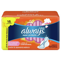 absorvente always super protecao suave com abas 16 unidades