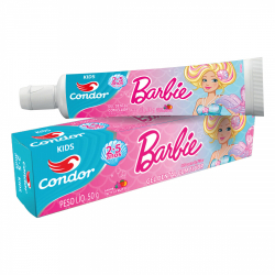 gel dental infantil com fluor tutti frutti barbie condor kids caixa 50g