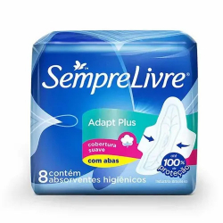 absorvente sempre livre adapt toque suave com abas 8 unidades