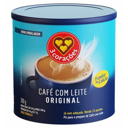 cafe c/ leite 3 coracoes 300g lata
