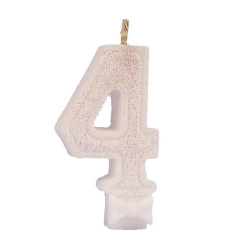 vela aniversario regina super glitter branca n.4 un