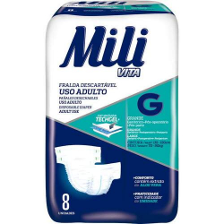 fralda geriatrica mili vita tam. g com 8 unid.