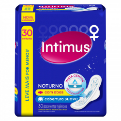 absorvente com abas suave noturno intimus pacote 30 unidades leve mais pague menos