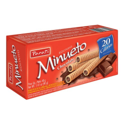 biscoito waffer parati chocolate rolinho minueto 40g