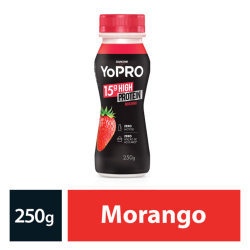 iogurte yopro danone 15g high protein zero lactose sabor morango 250g