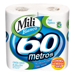 papel higieni mili bianco folha simple neutro pa 4x60mt