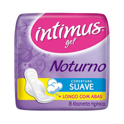 absorvente intimus gel ultra protecao noturna longo com abas 8 unids.