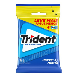 goma de mascar trident sabor hortela 32g com 4 unidades