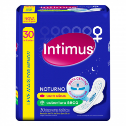 absorvente com abas seca noturno intimus pacote 30 unidades leve mais pague menos