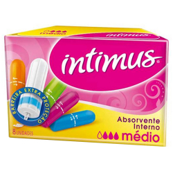 absorvente intimus interno tamanho medio com 8 unids.