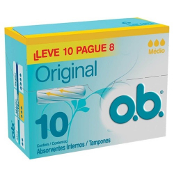 absorvente interno o.b tamanho medio com 10unids leve 10 pague 8