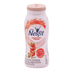 iogurte desnatado morango, aveia e baunilha zero lactose nestle nesfit frasco 170g