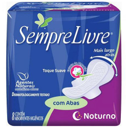 absorvente sempre livre noturno com abas 8 unidades