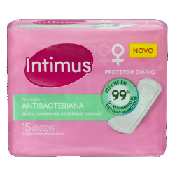 protetor diario sem abas antibacteriano intimus pacote 15 unidades