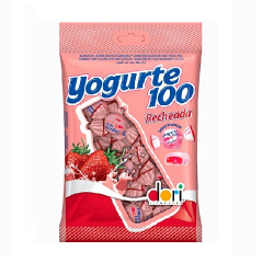 bala dori recheada yogurte sabor morango - 100g