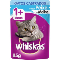 racao p/gatos whiskas 85g sache castrados peixe