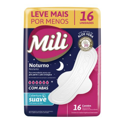 absorvente mili fuxo intenso suave com abas leve16 pague14 c/16