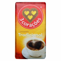 cafe torrado e moido a vacuo tradicional 3 coracoes pacote 500g