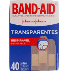 curativo band-aid transparentes com 40 unidades
