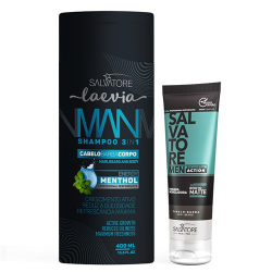 kit shampoo + pomada laevia 3x1 energy menthol 400ml