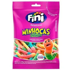 bala fini gelatinas minhocas citricas 100g