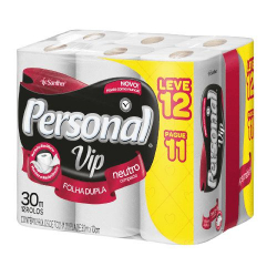 papel higienico personal vip neutro pague 11 leve 12 rolos de 30m