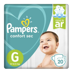 fralda descartavel pampers confort sec g 20 unids.