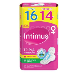 absorvente externo intimus tripla protecao seca c/ abas leve 16 pague 14 - 16 unidades