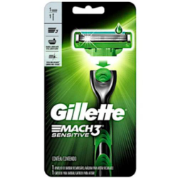 aparelho de barbear gillette mach 3 masculino sensitive com 01 unids