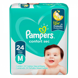 fralda descartavel infantil pampers confort sec m pacote 24 unidades