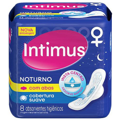 absorvente intimus gel ultra protecao noturna longo com abas 8 unids.