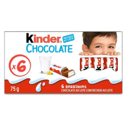 chocolate kinder ao leite 75gr 6 barrinhas