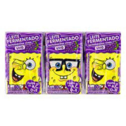 pack leite fermentado desnatado uva bob esponja elege caixa 480g 6 unidades