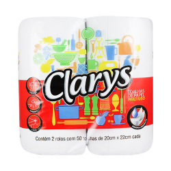 papel toalha clarys com 2 unidades folha dupla