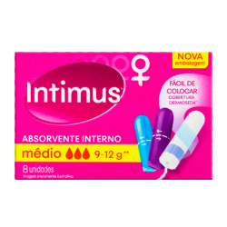 absorvente intimus interno tamanho medio com 8 unids.
