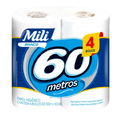papel higieni mili bianco folha simple neutro pa 4x60mt
