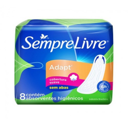 absorvente sempre livre especial adapt suave sem abas com 8 unidades