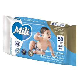 toalhinhas umedecidas mili com 50 unidades