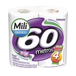 papel higieni mili bianco folha simple perfumado pa 4x60mt