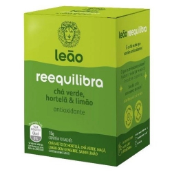 cha verde hortela e limao leao reequilibra caixa 18g 10 unidades