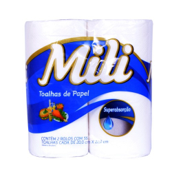 papel toalha mili com 02 unidades