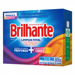 detergente em po brilhante 800g limpeza total caixa
